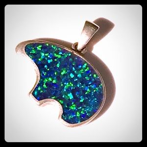 Native sterling silver .925 opal bear pendant